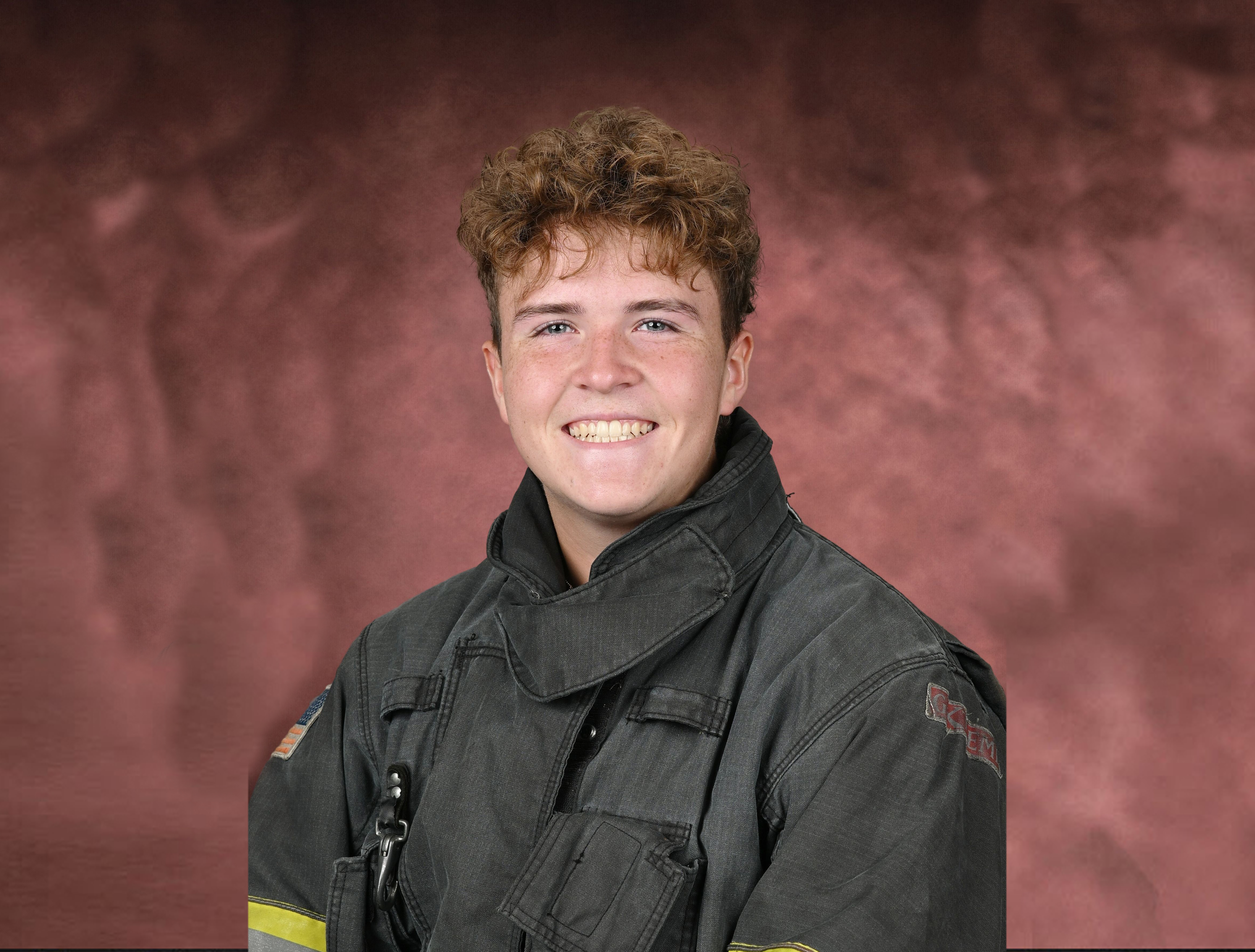 Carter in full fire gear